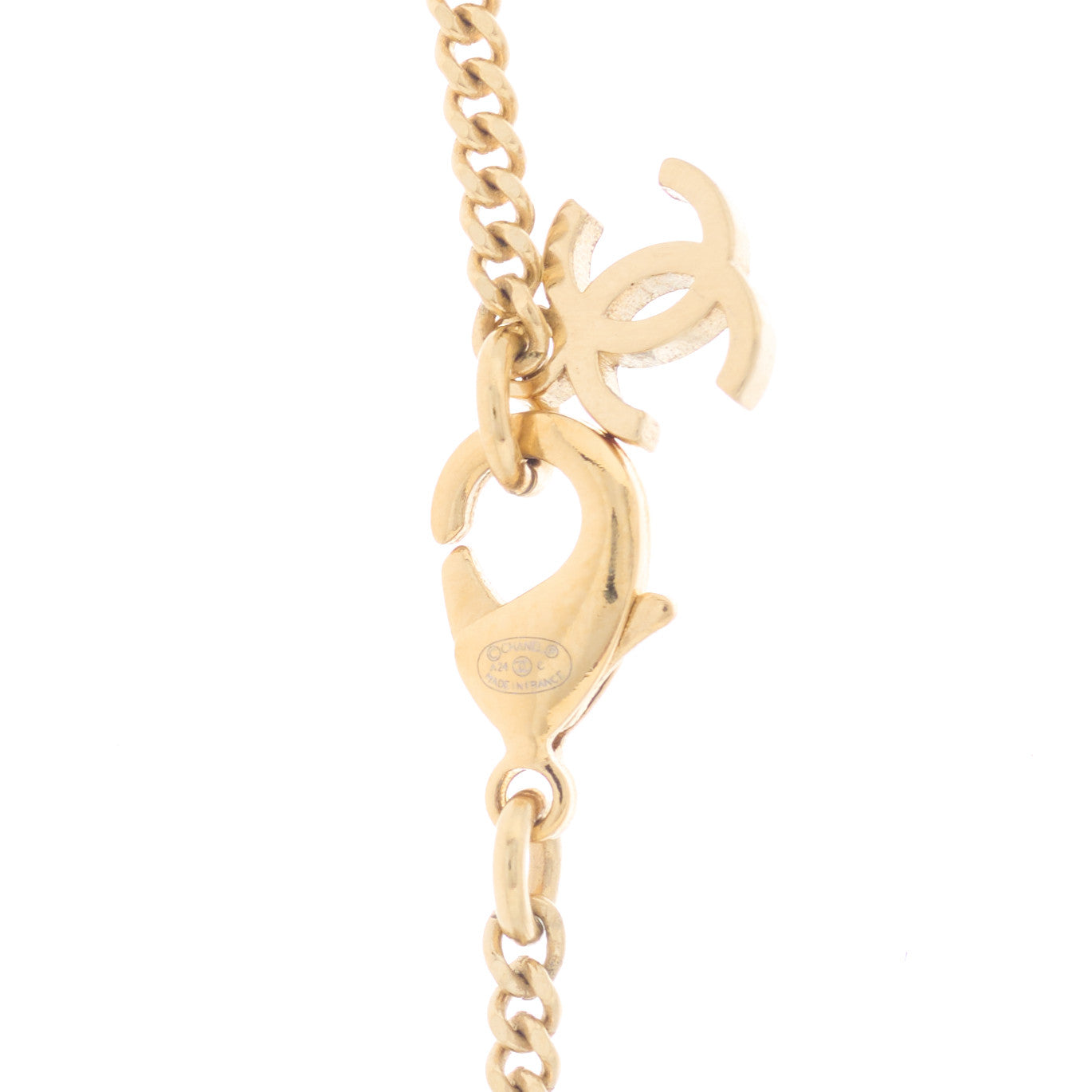 Crystal CC Pendant Necklace Gold Multicolor