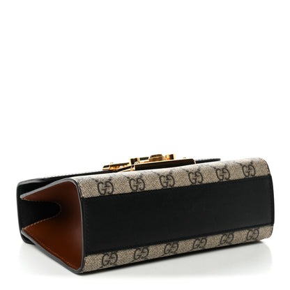 Gucci GG Supreme Monogram Calfskin Small Padlock Shoulder Bag Beige Black Cuir 4 of 12