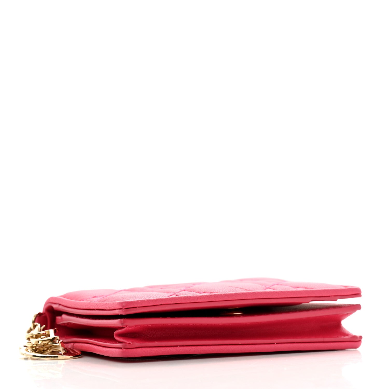 Christian Dior Lambskin Cannage Small Lady Dior Flap Card Holder Fuchsia 4 of 9