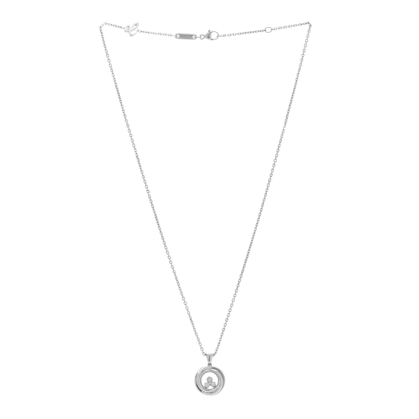 18K White Gold Diamond Happy Emotions Pendant Necklace