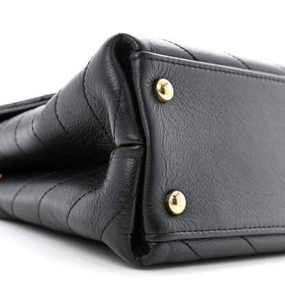 Chanel Grained Calfskin Small Chevron Chic Top Handle Flap Black 9 of 14