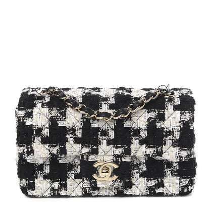 Chanel Tweed Quilted Mini Rectangular Flap Black Ecru White 1 of 10