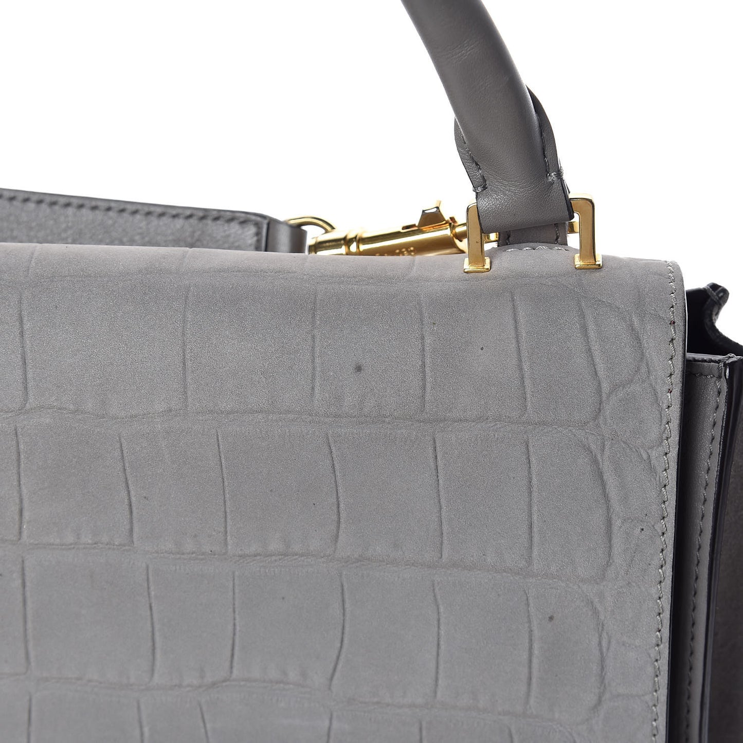 Crocodile Embossed Nubuck Medium Trapeze Grey