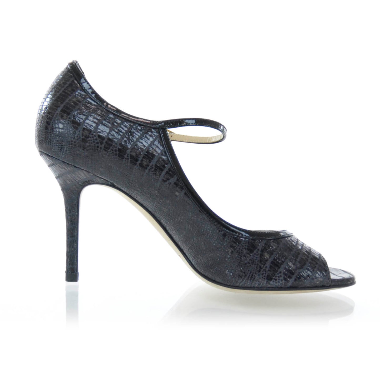 Lizard Embossed Patent Taylor Heels Anthracite 37
