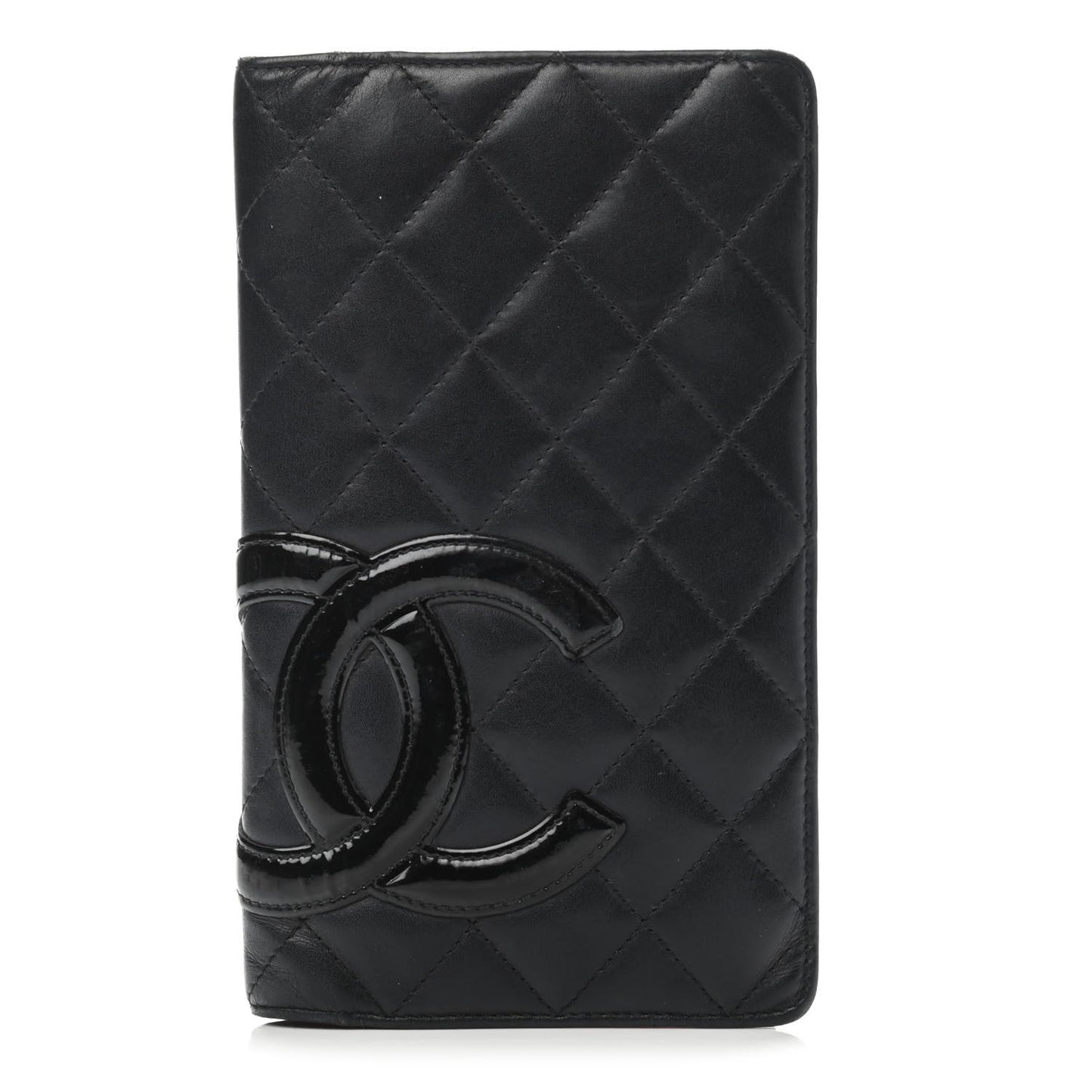 Calfskin Quilted Cambon Yen Wallet Black