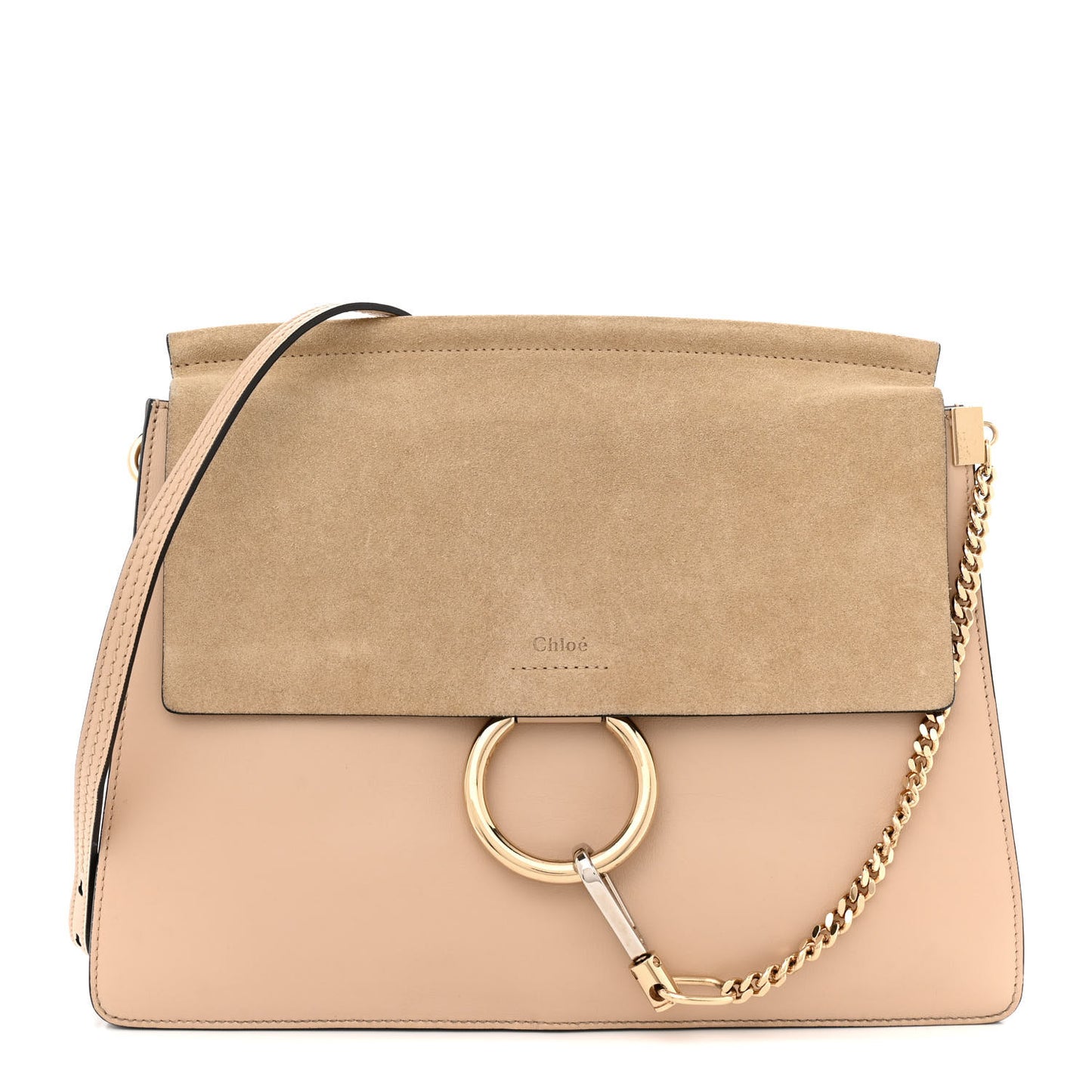 Calfskin Suede Medium Faye Shoulder Bag Blush Nude