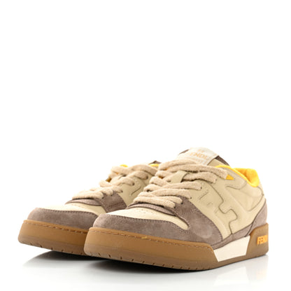 Fendi Calfskin Suede Fendi Match Low Top Sneakers 38.5 Dodo Straw Yellow 3 of 9