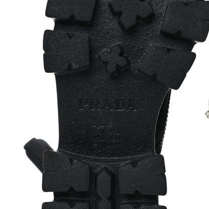 Prada Spazzolato Rois Nylon Metal Triangle Logo Monolith Pouch Pocket 55mm Boots 39 Black 6 of 8