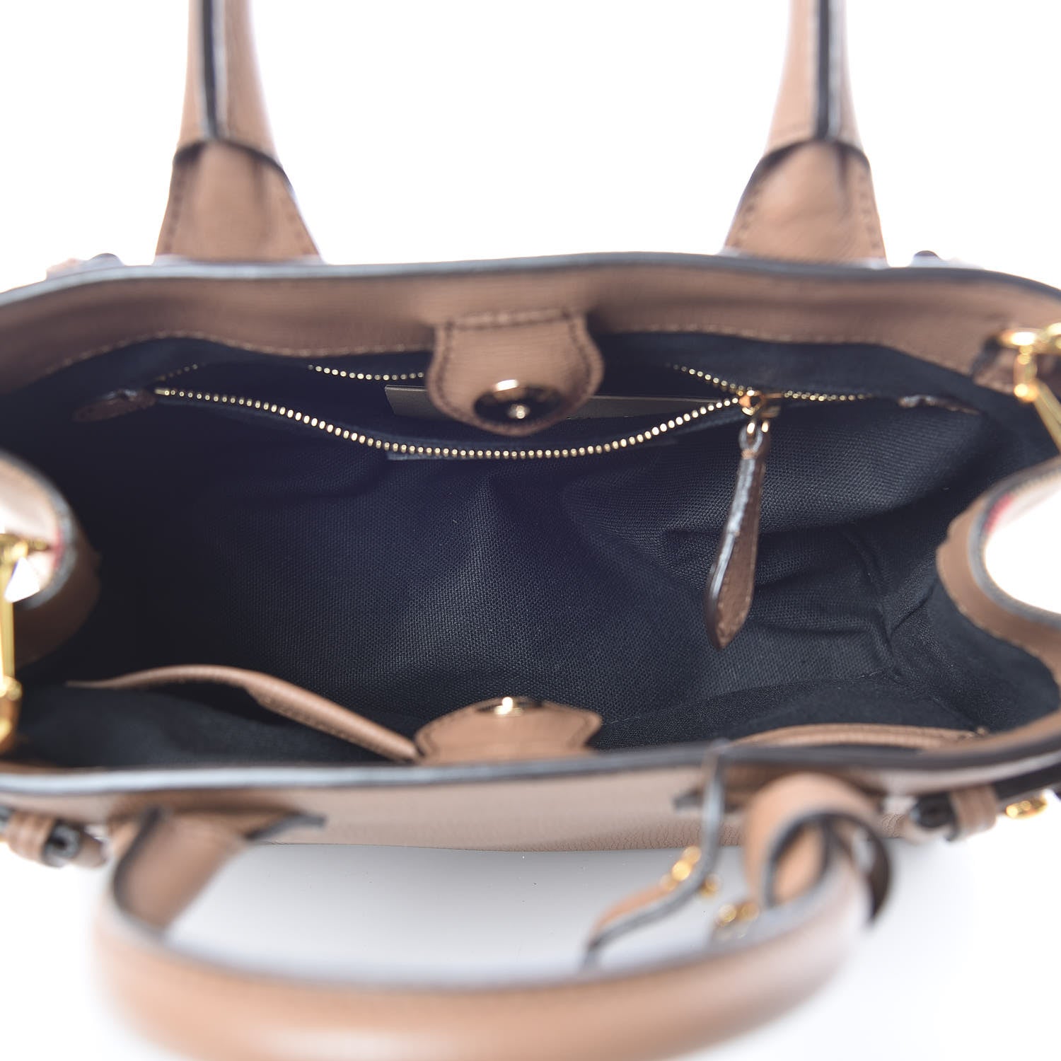Burberry Grainy Calfskin House Check Small Banner Tote Tan 7 of 10