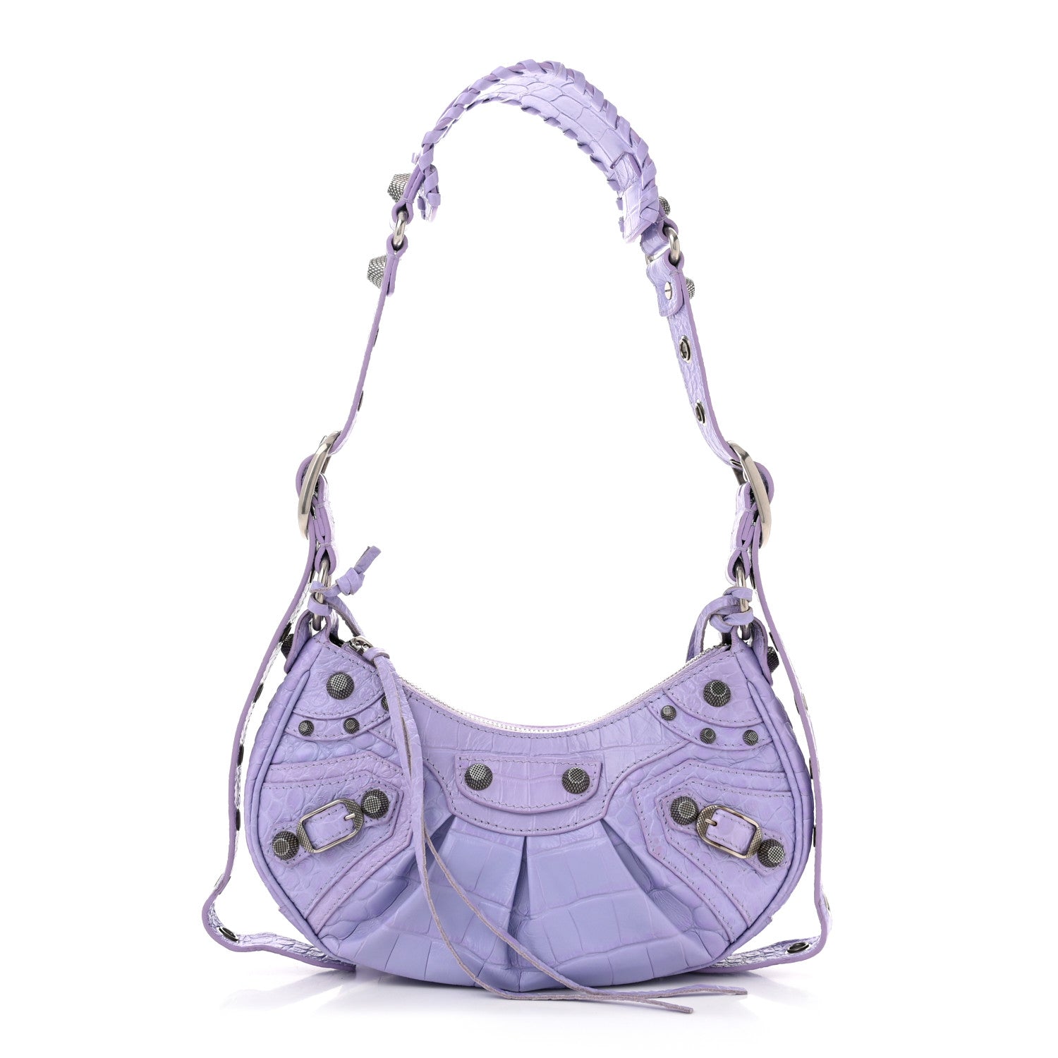 Balenciaga Extra Supple Calfskin Crocodile Embossed Le Cagole Shoulder Bag XS Lilac 1 of 11