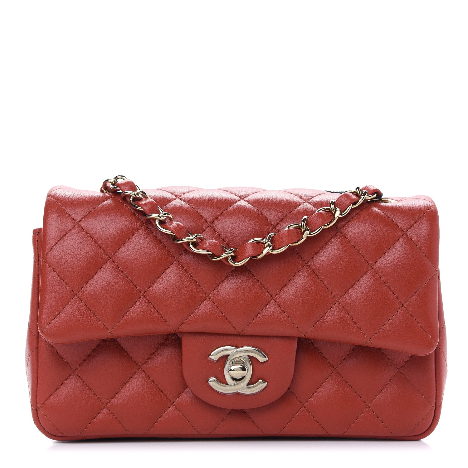 Chanel Lambskin Quilted Mini Rectangular Flap Red 1 of 9