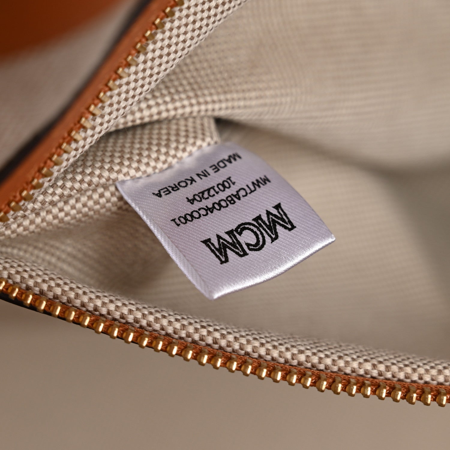 MCM Calfskin Linen Large Munchen Tote Cognac 8 of 12