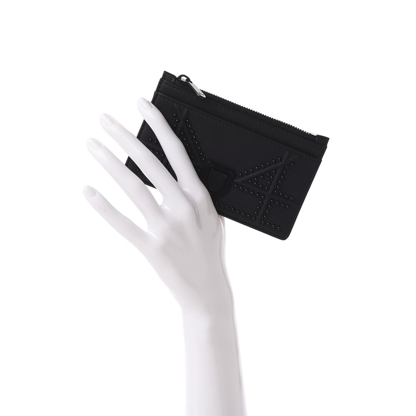 Ultra Matte Calfskin Studded Diorama Card Holder Black