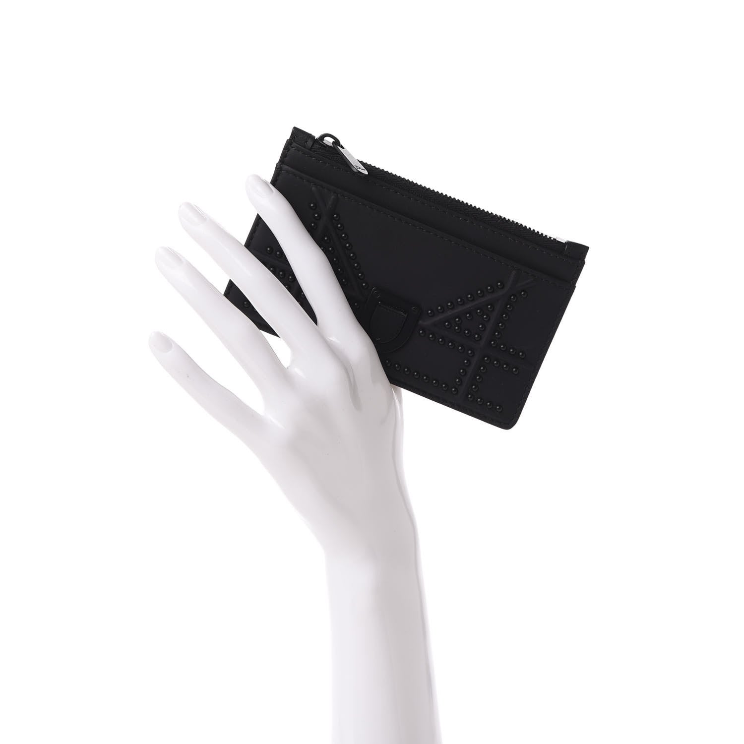 Christian Dior Ultra Matte Calfskin Studded Diorama Card Holder Black 2 of 9