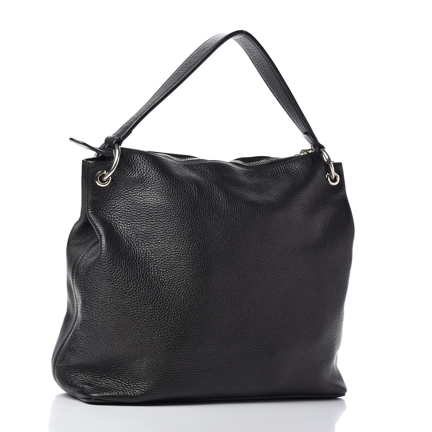 Pebbled Calfskin Large Soho Hobo Black