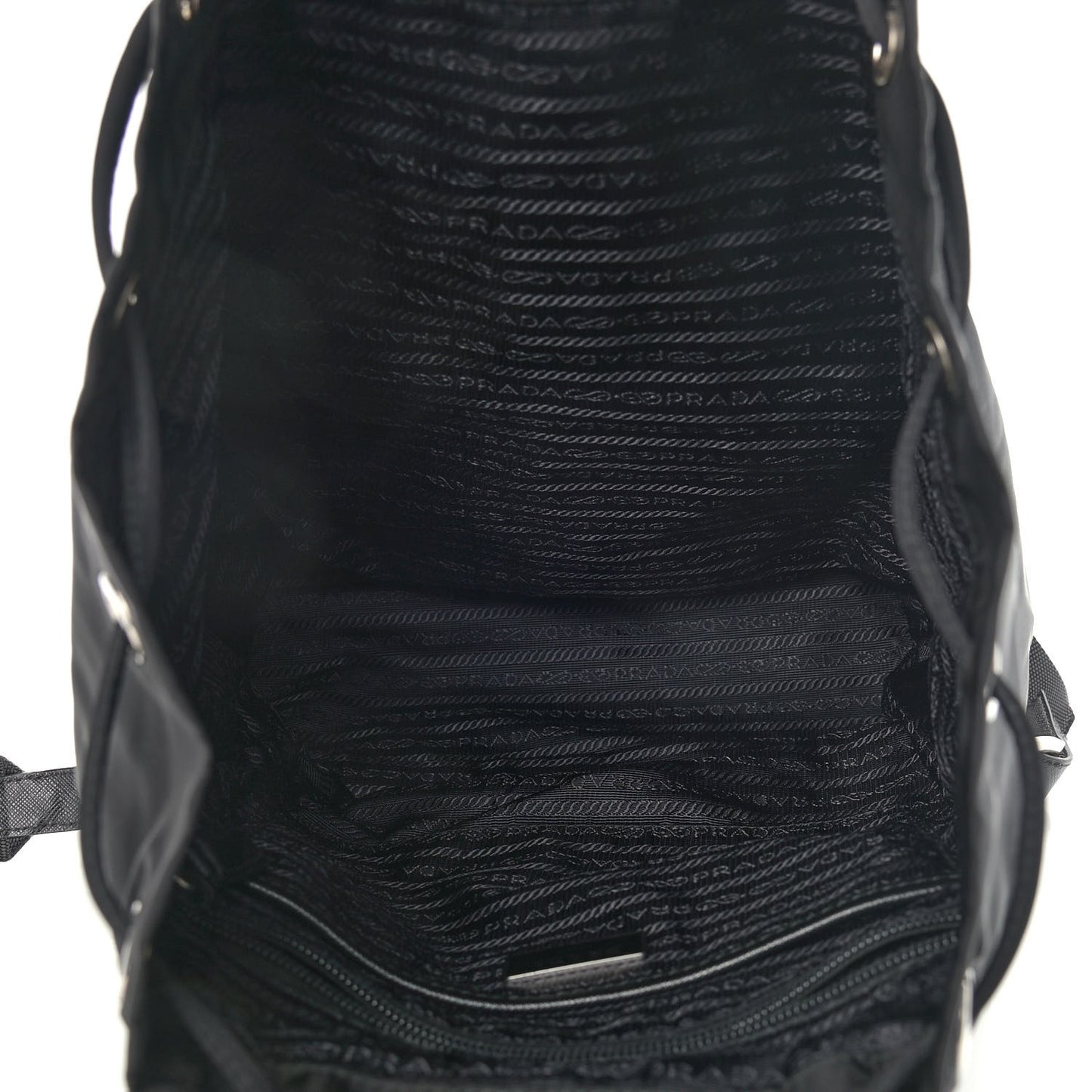 Nylon Vela Saffiano Medium Cinch Backpack Black