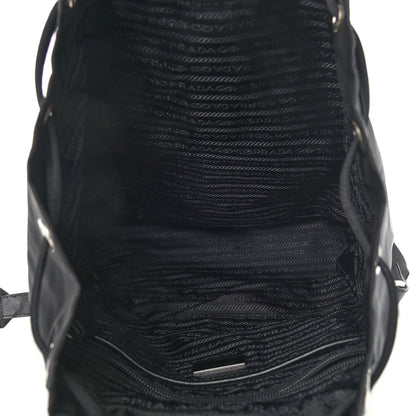 Prada Nylon Vela Saffiano Medium Cinch Backpack Black 4 of 11