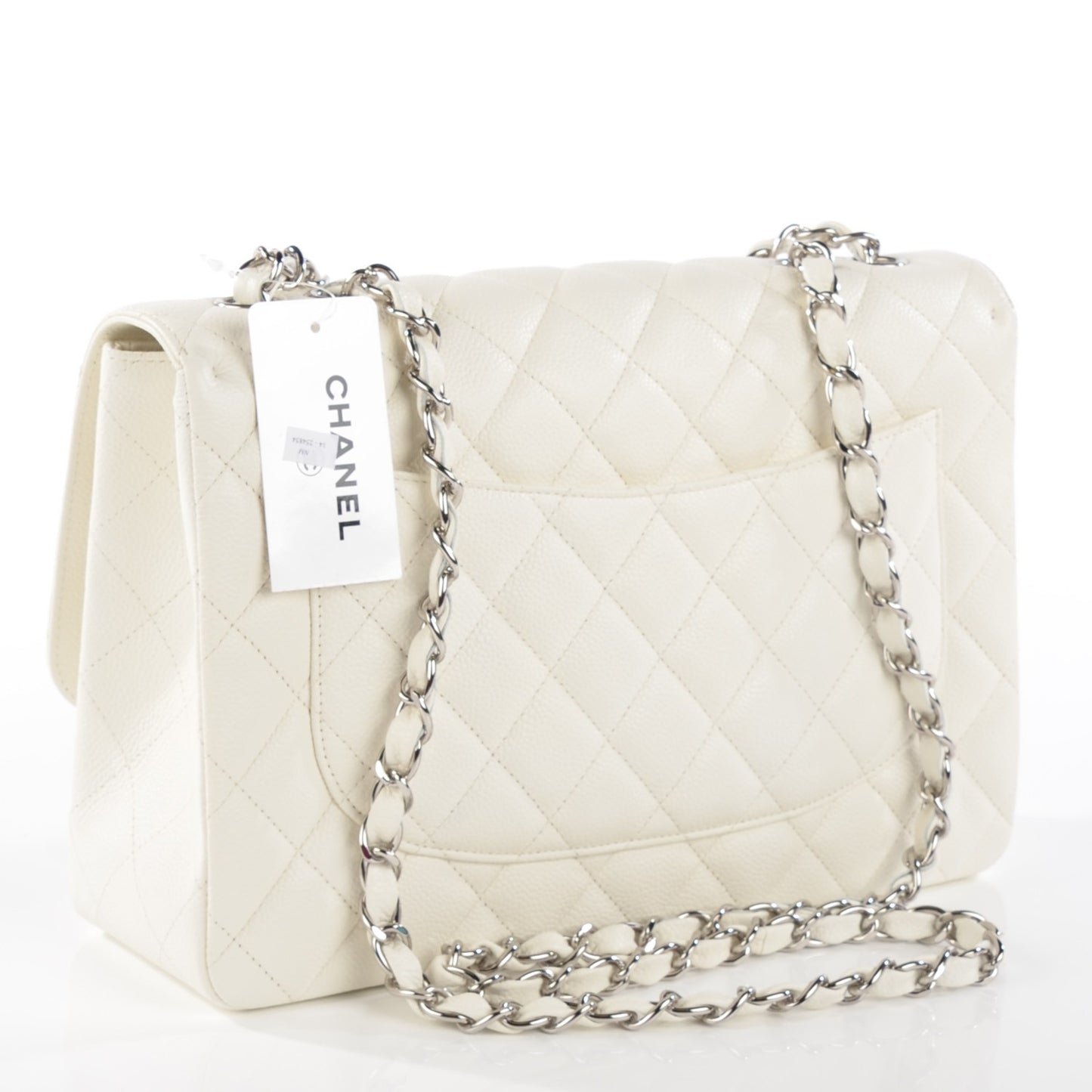 Caviar Quilted Jumbo Single Flap White