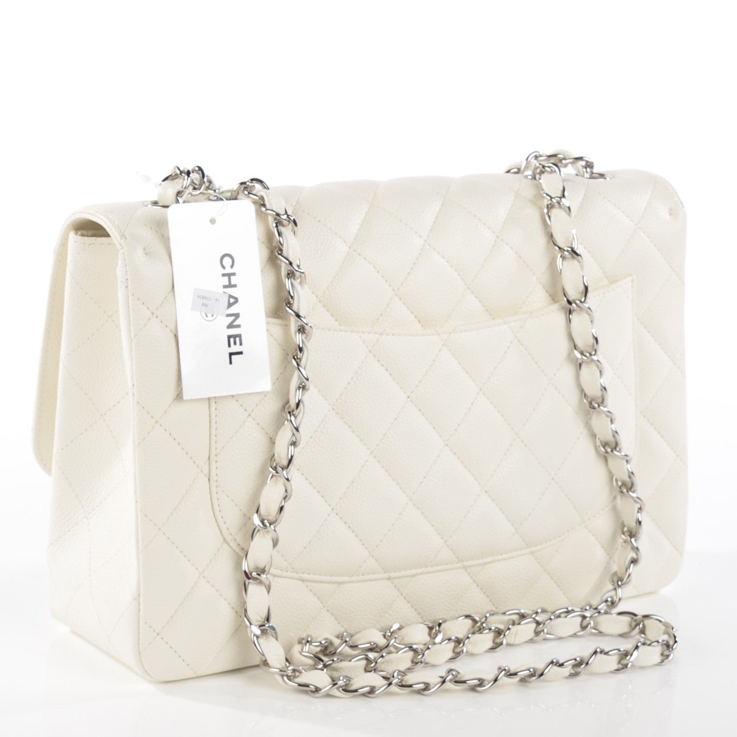 Chanel Caviar Quilted Jumbo Single Flap White 3 of 8