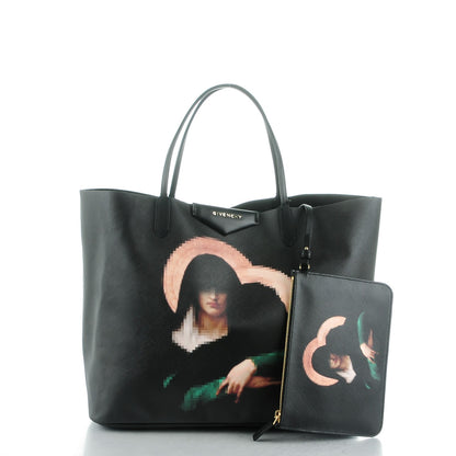 Givenchy Textured Coated Canvas Pixel Madonna Print Large Antigona Tote Black 5 of 9
