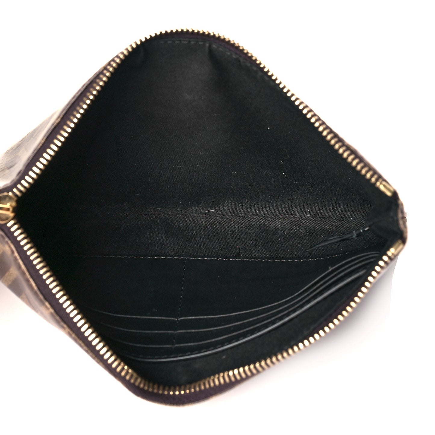 Glazed Fabric Vitello Century FF 1974 Stamp Patch Medium FFreedom Flat Pouch Mogano Panna Black