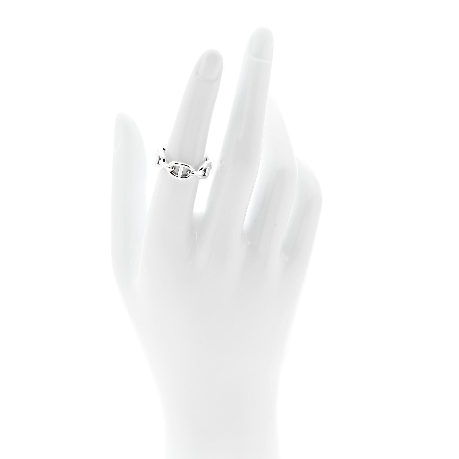 Hermes Sterling Silver PM Chaine d'Ancre Enchainee Band Ring 52 6 2 of 7