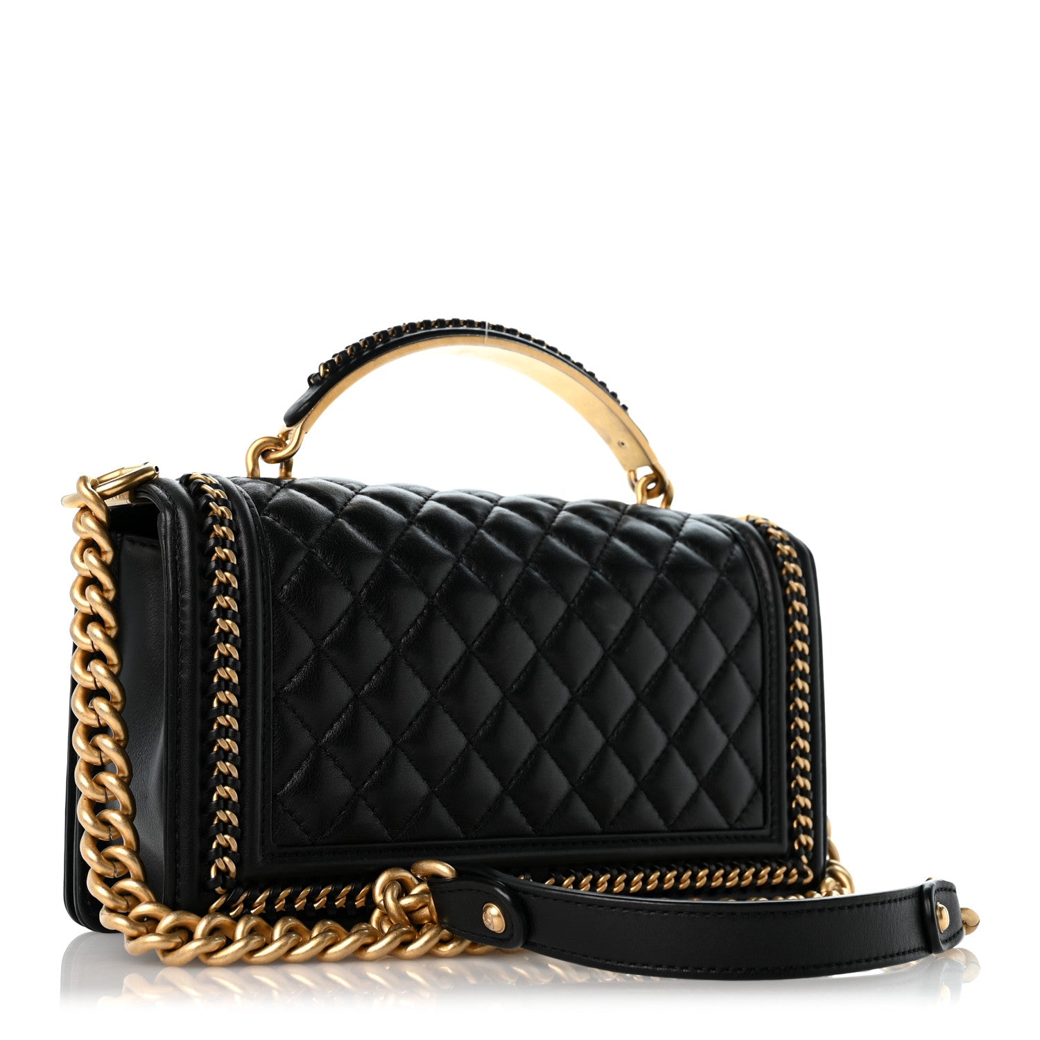 Chanel Lambskin Quilted Medium Top Handle Boy Flap Black 3 of 13