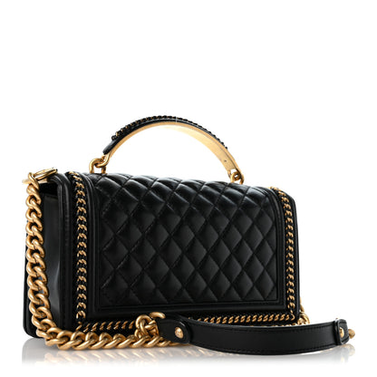 Chanel Lambskin Quilted Medium Top Handle Boy Flap Black 3 of 13