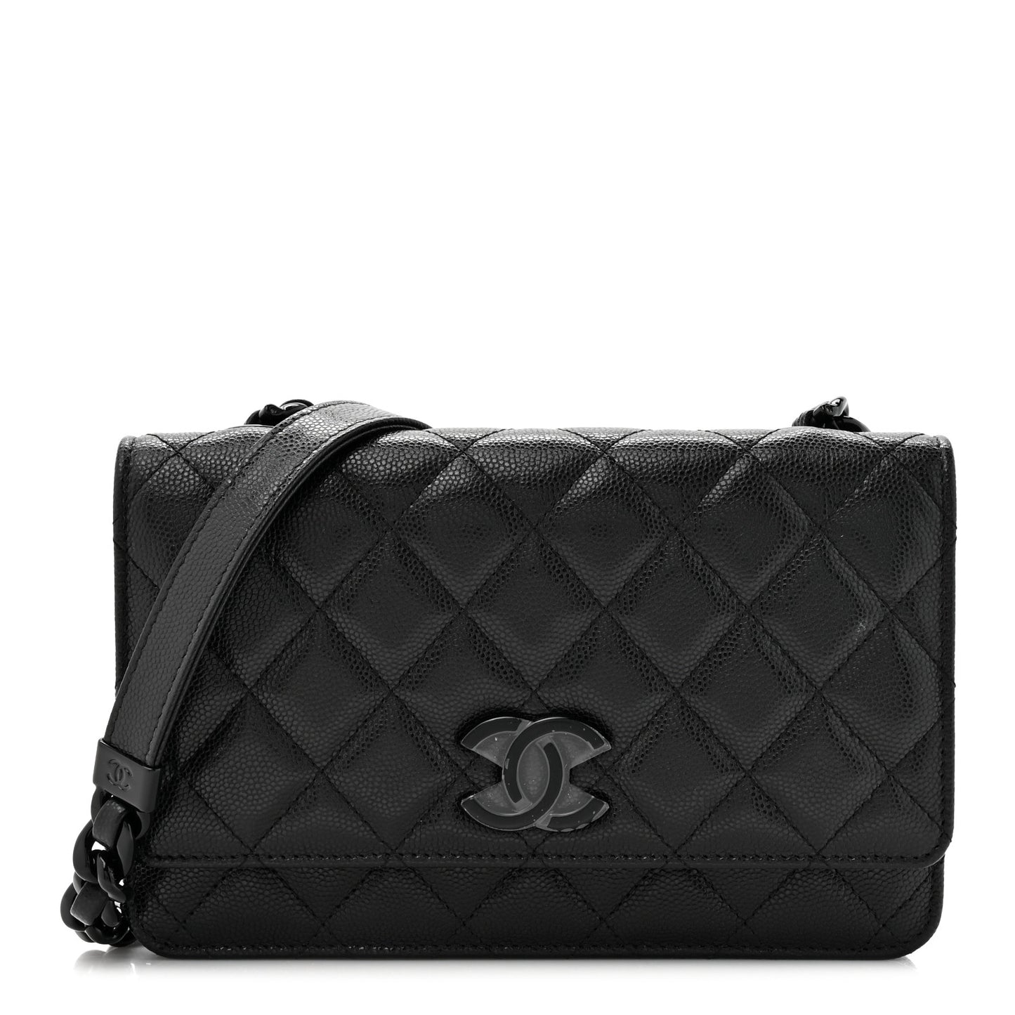 Caviar Quilted My Everything Wallet On Chain WOC Black