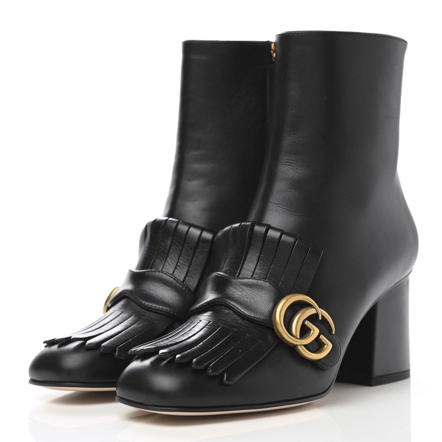 Gucci Malaga Kid GG Marmont Fringe 75mm Ankle Boots 37 Black 3 of 15