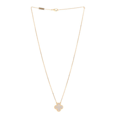 Van Cleef & Arpels 18K Yellow Gold Mother of Pearl Vintage Alhambra Pendant Necklace 3 of 6