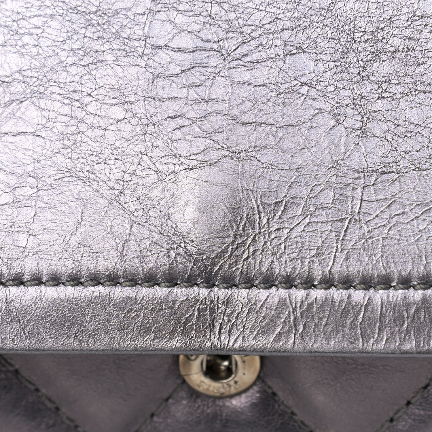 Chanel Metallic Aged Calfskin Quilted Studded 2.55 Reissue 226 Flap Dark Silver 13 of 15
