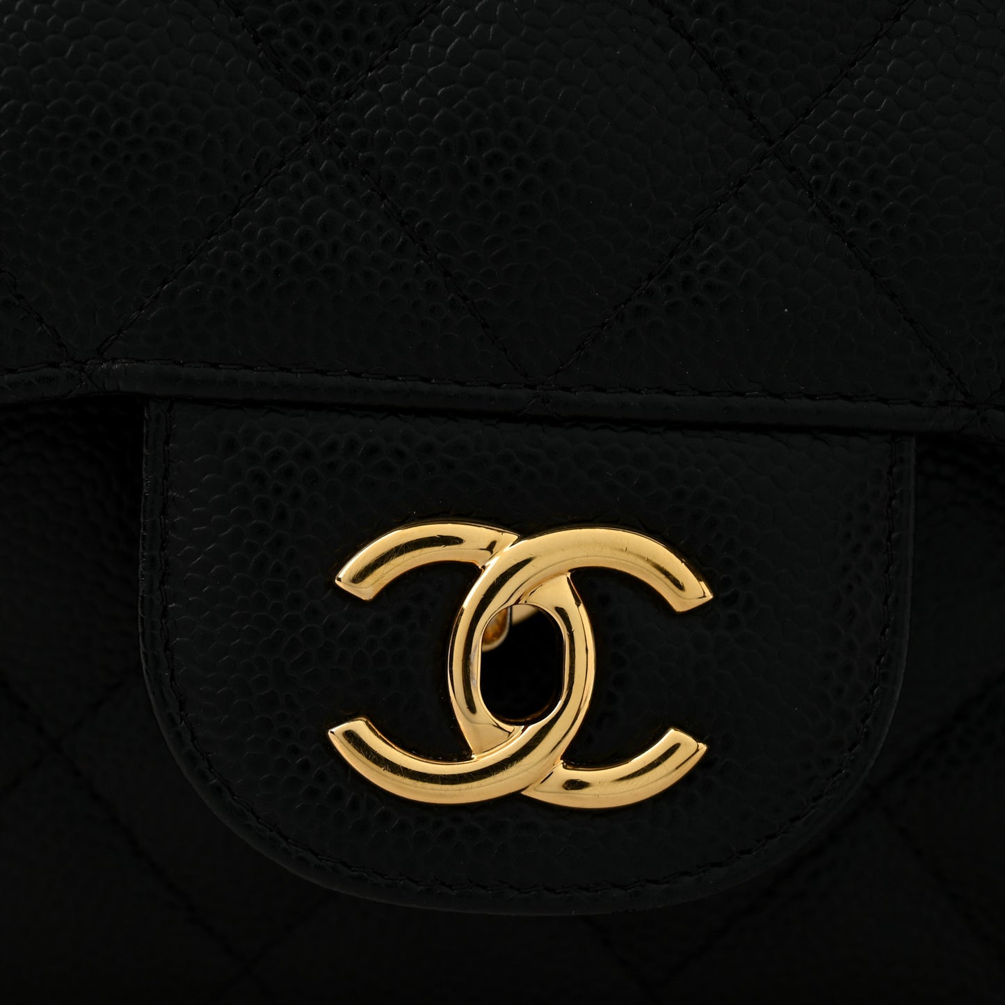 Caviar Quilted Jumbo Double Flap Black