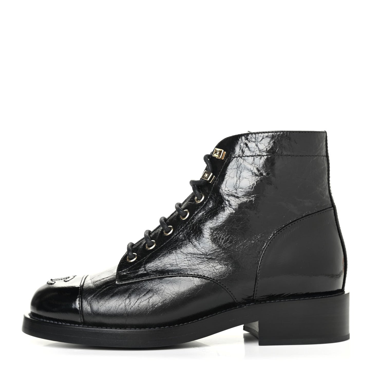 Calfskin Combat Boots 38 Black