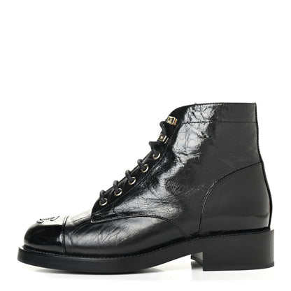Chanel Calfskin Combat Boots 38 Black 1 of 4