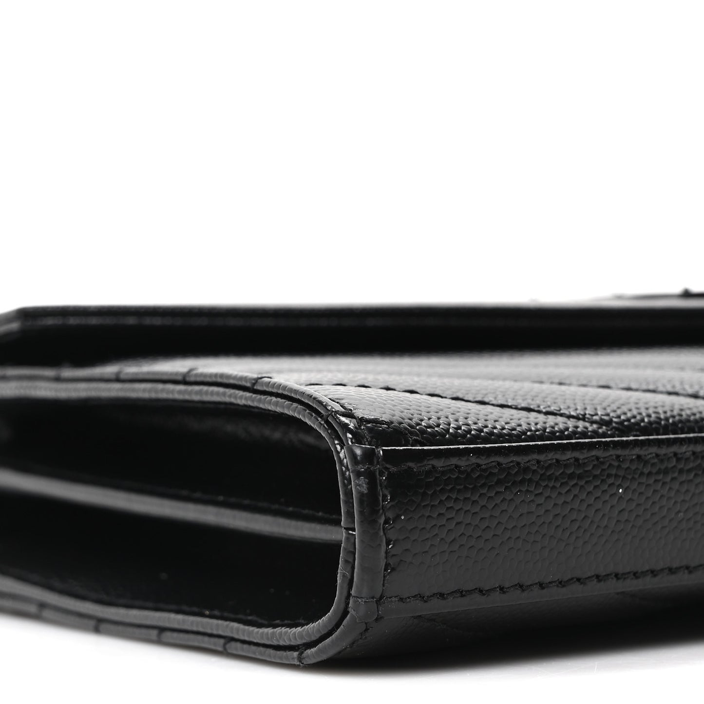 Grain De Poudre Matelasse Chevron Monogram Monochrome Chain Wallet Black
