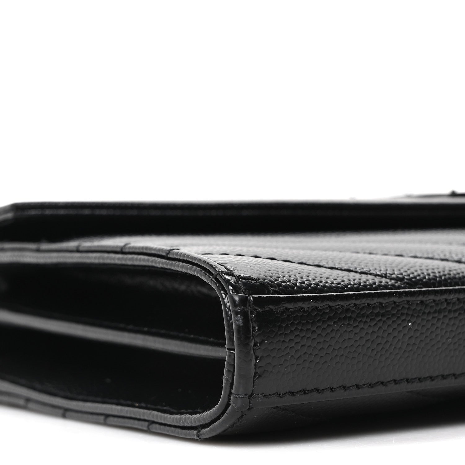 Saint Laurent Grain De Poudre Matelasse Chevron Monogram Monochrome Chain Wallet Black 9 of 10