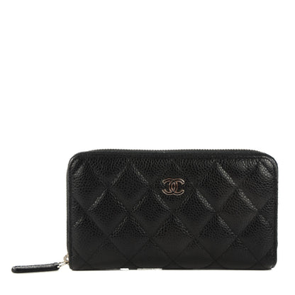 Chanel Caviar Quilted Small Gusset Zip Around Wallet Black 1 of 8