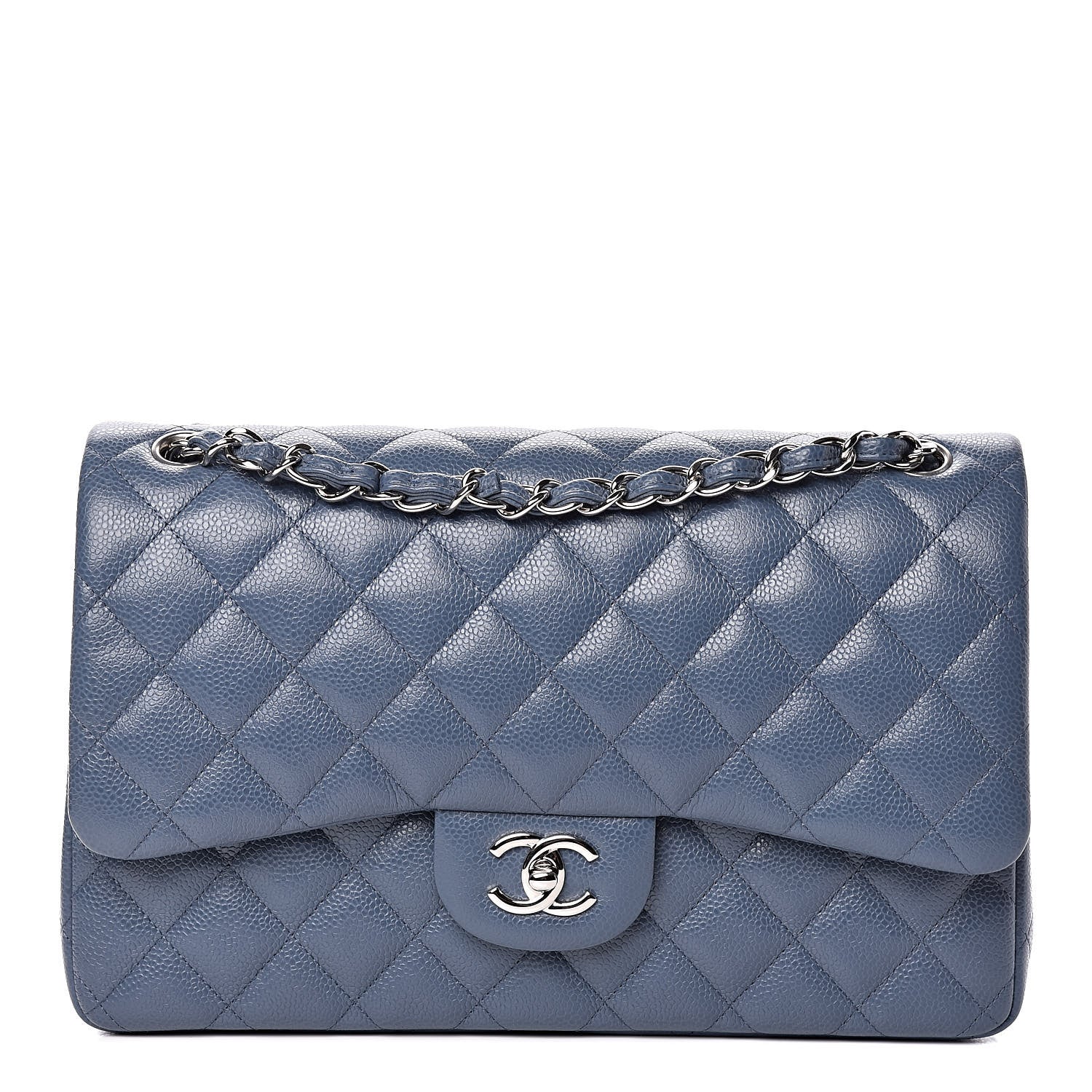 Chanel Caviar Quilted Jumbo Double Flap Light Blue 1 of 11