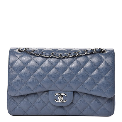 Chanel Caviar Quilted Jumbo Double Flap Light Blue 1 of 11