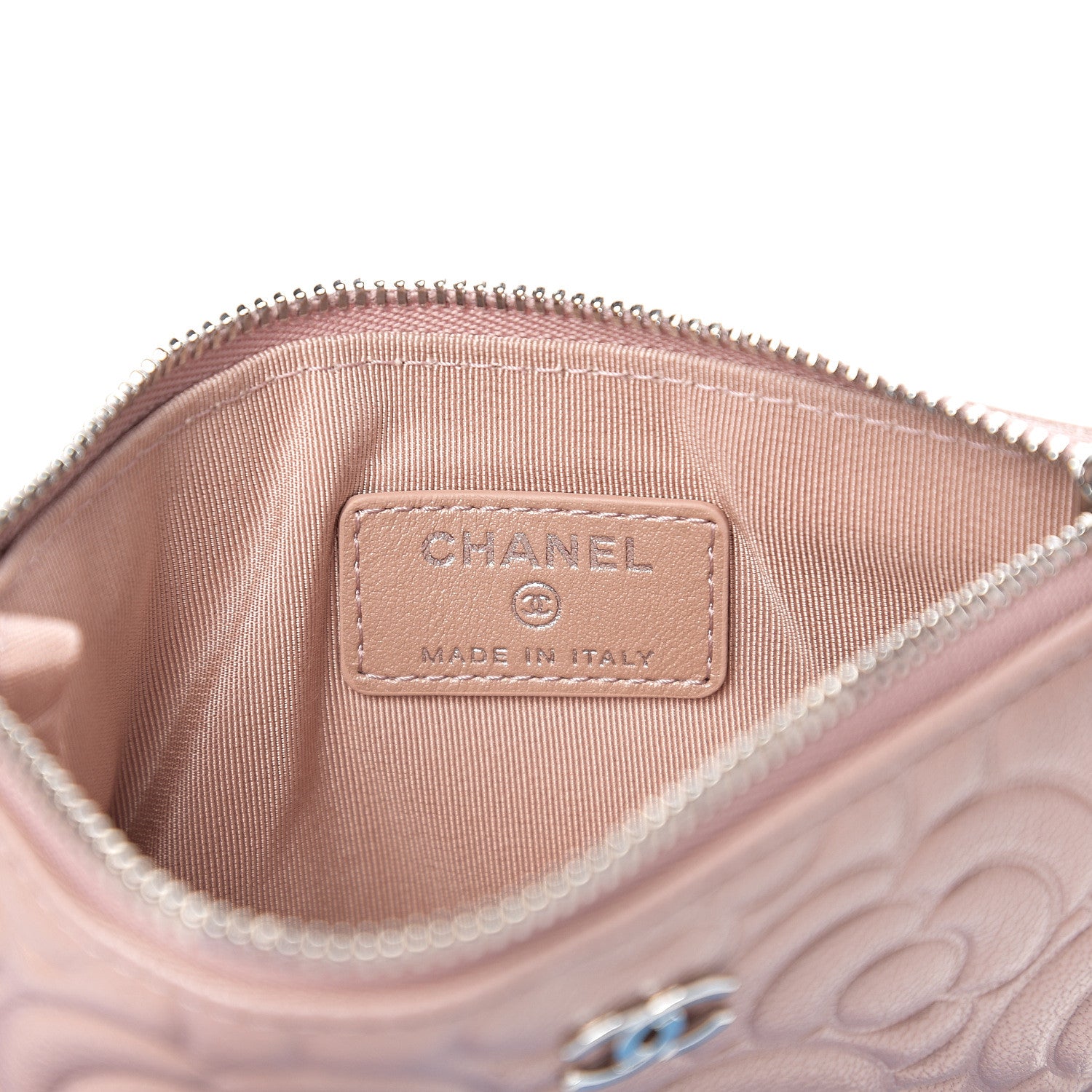 Chanel Goatskin Camellia Embossed Cosmetic Pouch Light Pink 5 of 7
