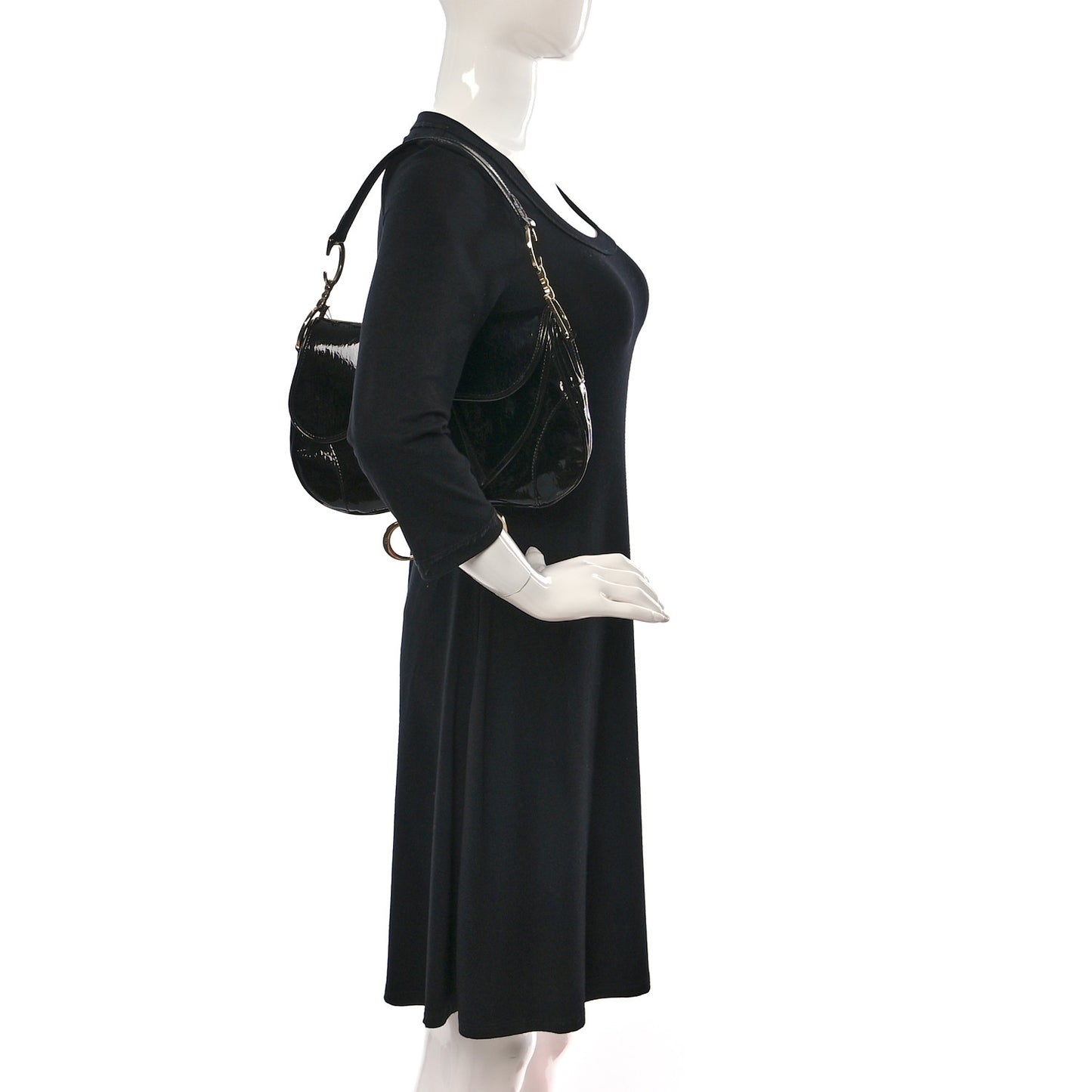 Patent Diorissimo Double Saddle Bag Black