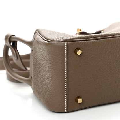Hermes Taurillon Clemence Mini Lindy 20 Etoupe 9 of 11