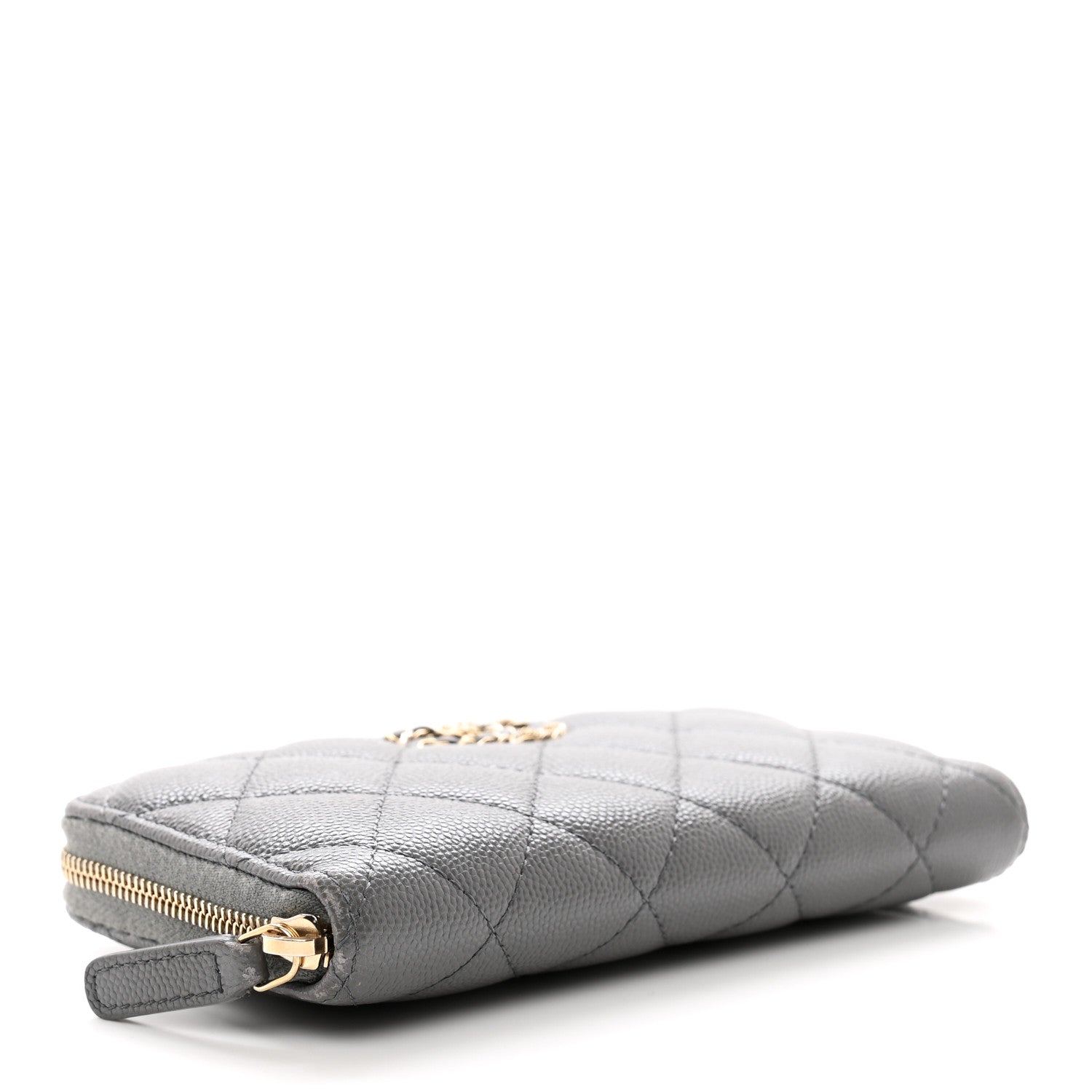 Chanel Caviar Quilted Small French New Wave Zip Around Wallet Grey 4 of 10