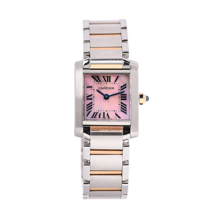 Cartier Stainless Steel 18K Pink Gold Mother of Pearl 20mm Tank Francaise Quartz Watch 1 of 6