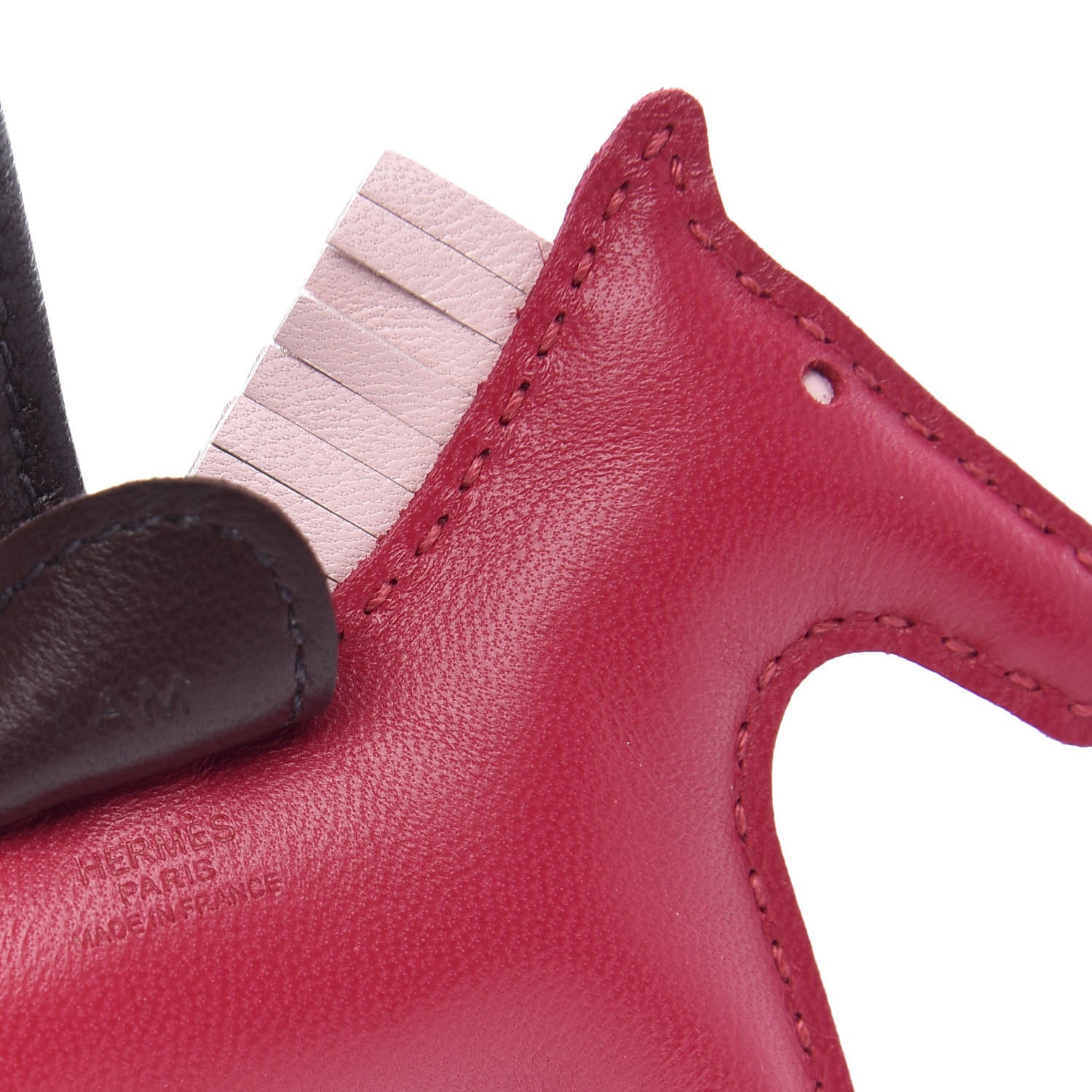 Hermes Milo Lambskin Grigri Rodeo Horse Bag Charm PM Rose Sakura Framboise Rouge Sellier 4 of 6