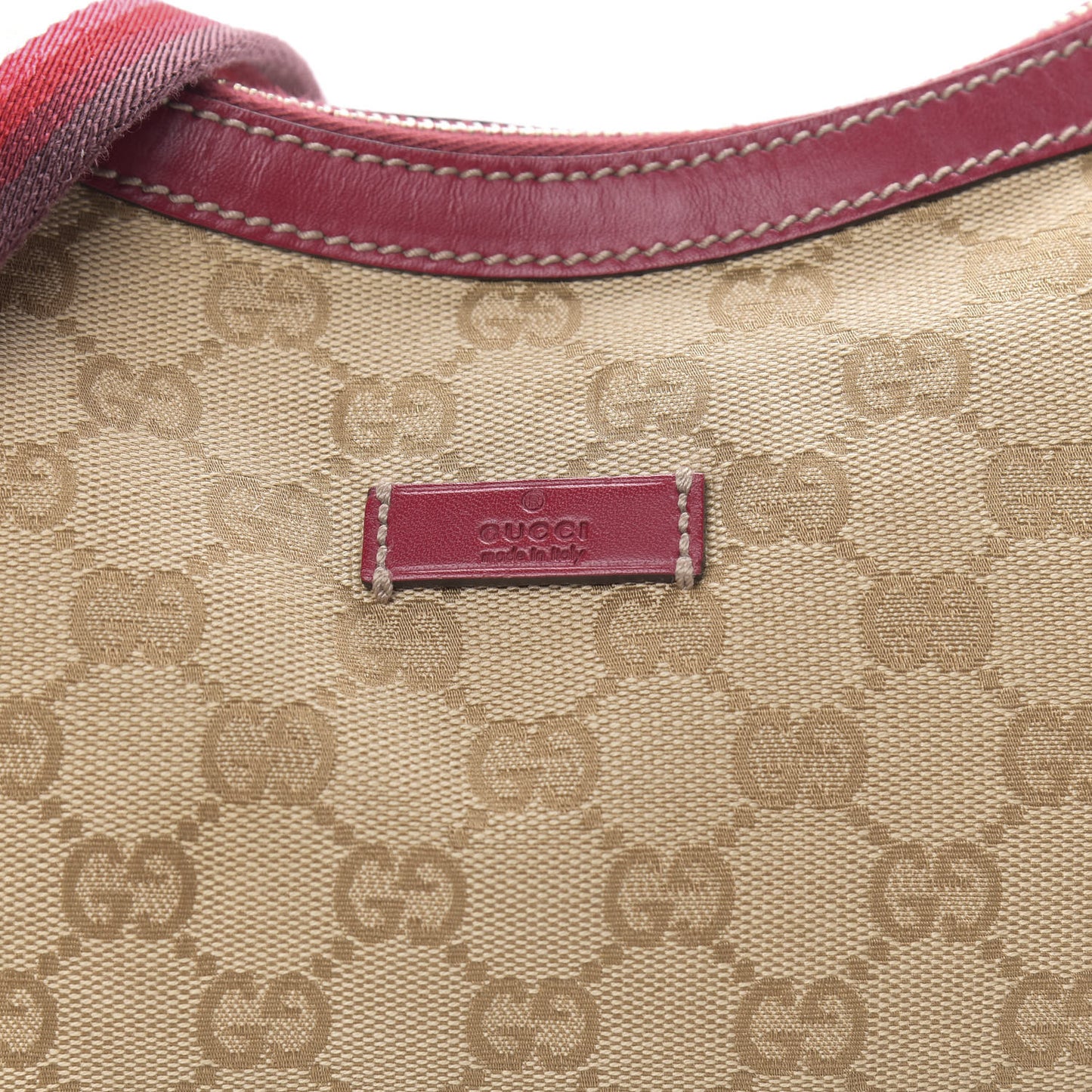 Monogram Web Medium Half Moon Hobo Red