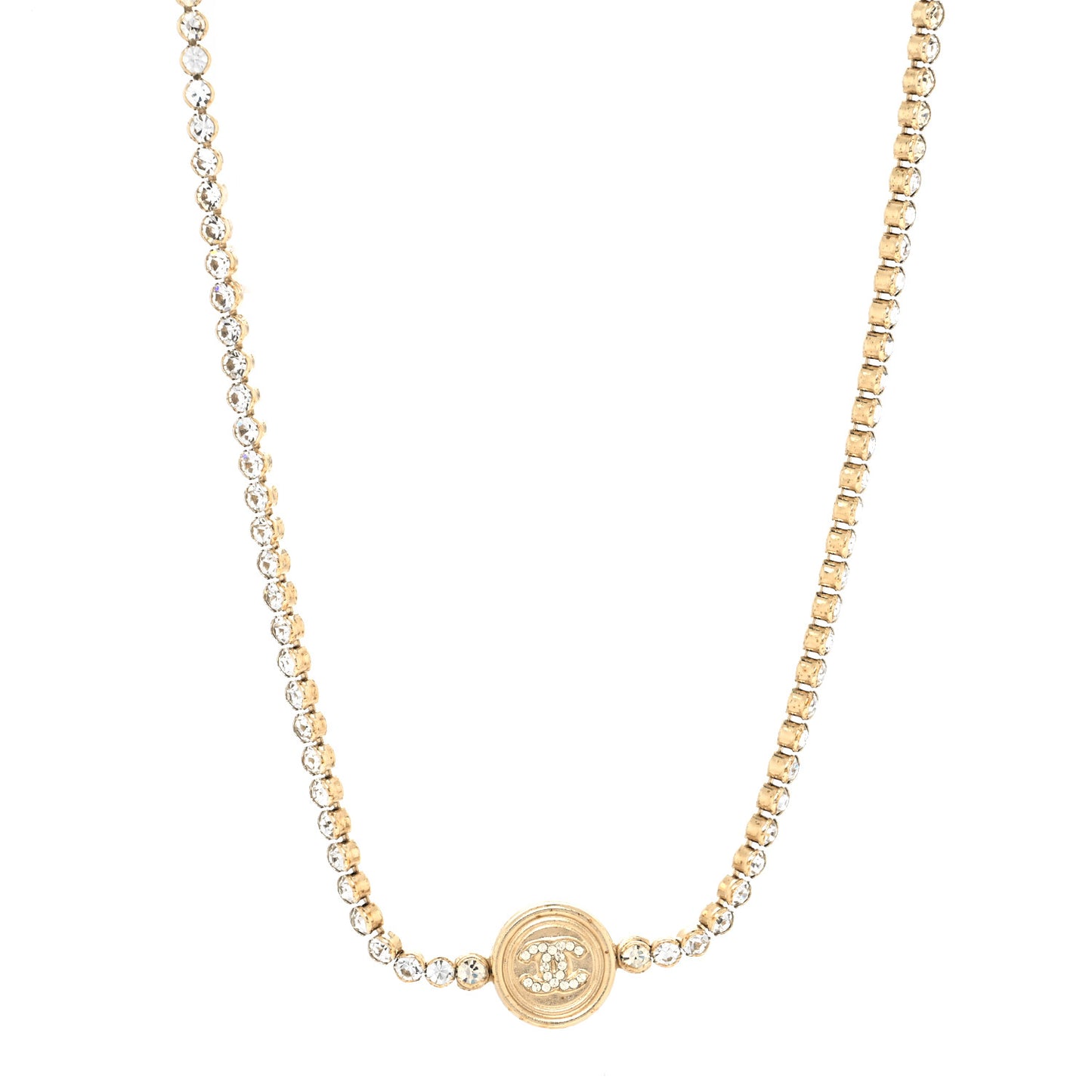 Crystal CC Choker Necklace Gold