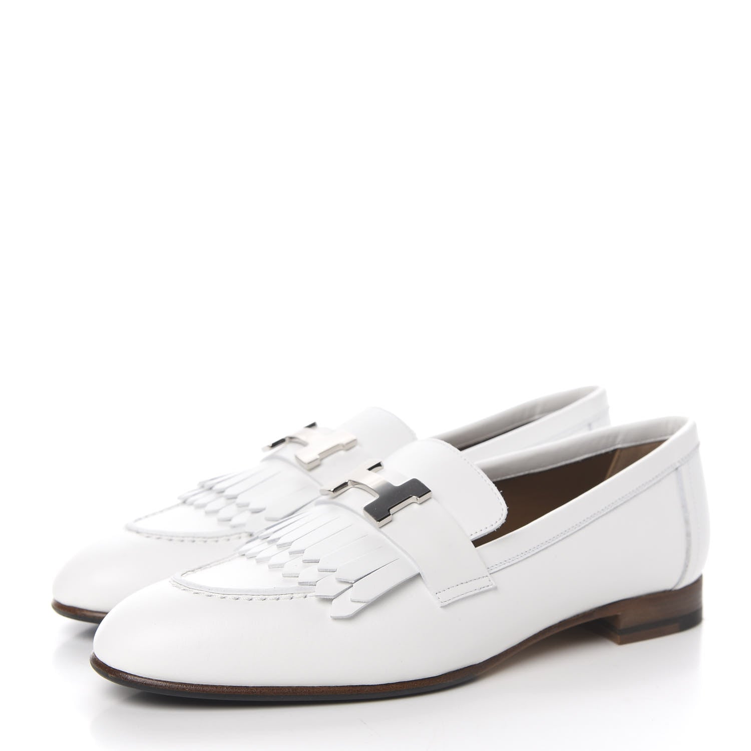 Hermes Calfskin Womens Royal Loafers 36.5 White 3 of 9