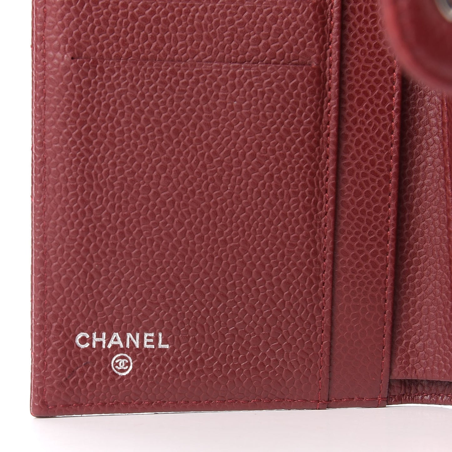 Caviar Quilted Large Gusset Flap Wallet Dark Red